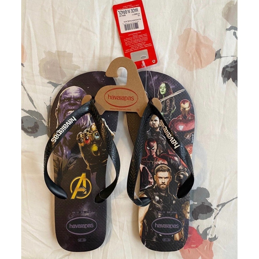 Havaianas Marvel Avengers Flip Flop Sandals Shoes Mens‎ 13 Black Ironman New